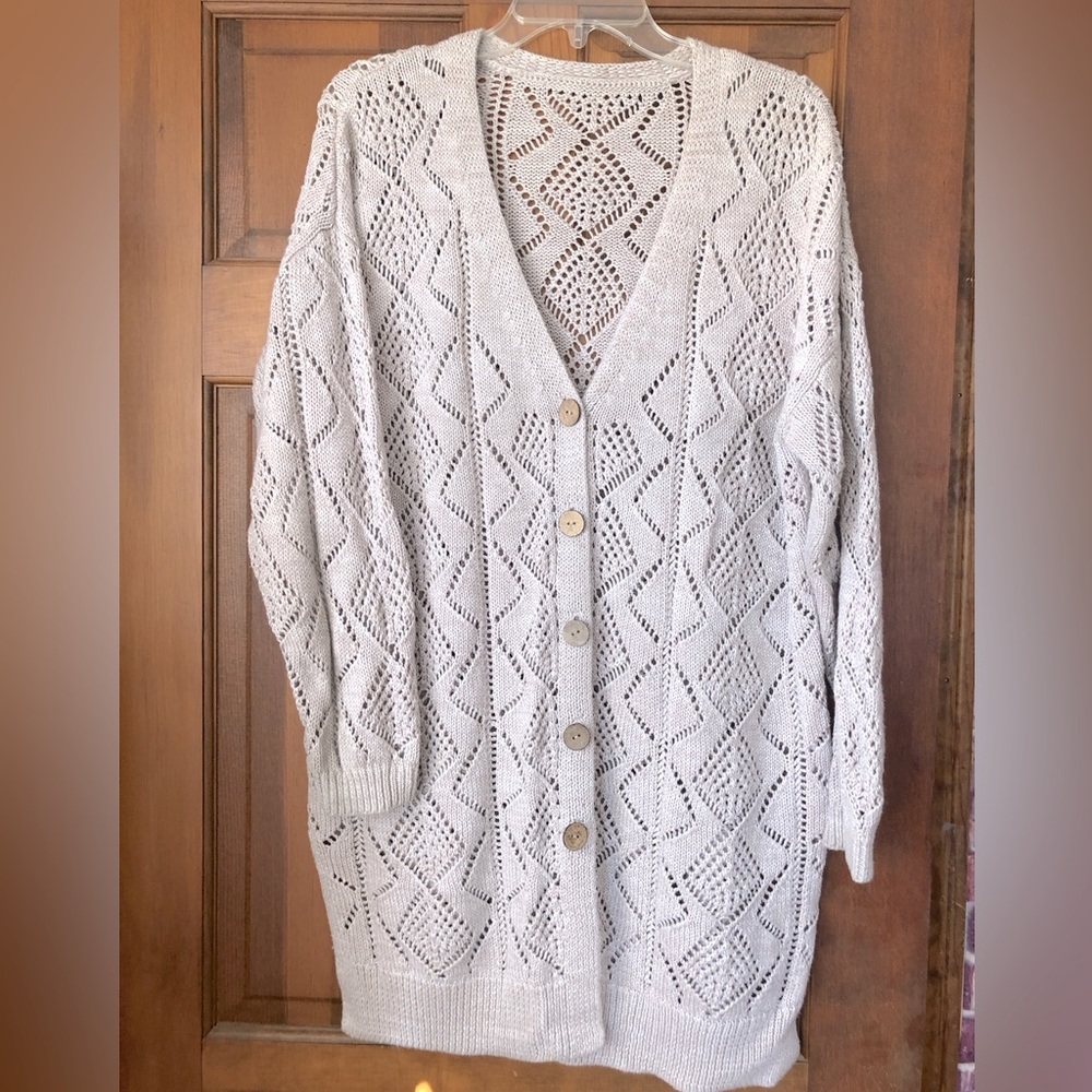 Women's White Knit Cardigan Sweater